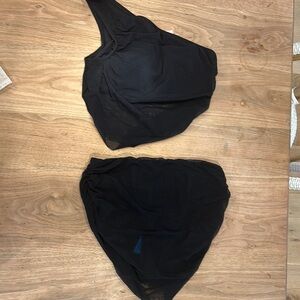 Black One-Shoulder Top and Skirt Set